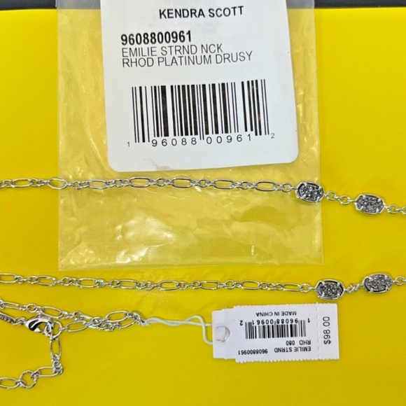 Kendra Scott Emilie Strand Necklace Silver Drusy Stone BRAND NEW
